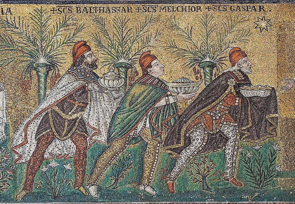Mosaico bizantino Reyes Magos en San Apolinar el Nuevo, Rávena (Italia)